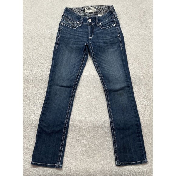 Ariat Denim - Ariat Jeans Women 27 R Blue Real Marine Mid Rise Boots Entwined Denim Western